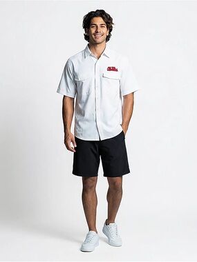 Antigua Ole Miss Rebels White Performance Fishing Shirt Large NWT